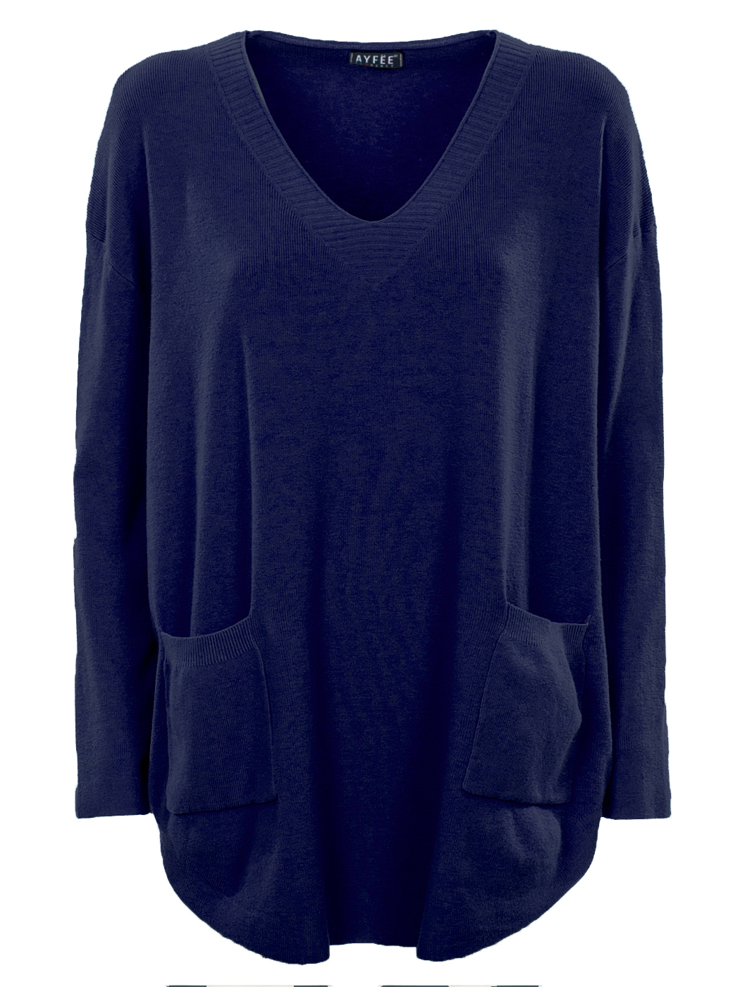 MAGLIA CALATA SCOLLO A V CON TASCHE, TG UNICA - BLUE